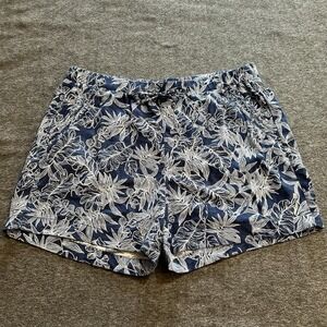Briggs Women's Linen Blend with 4 Pocket Shorts Blue Tropical Beach XL